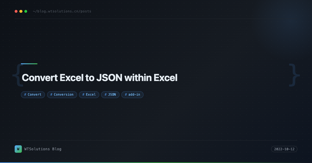 Convert Excel to JSON within Excel